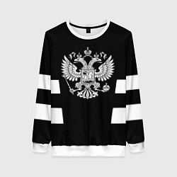 Свитшот женский Герб РФ полосы, цвет: 3D-белый