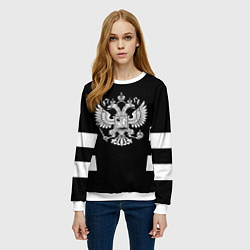 Свитшот женский Герб РФ полосы, цвет: 3D-белый — фото 2