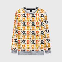 Свитшот женский Разноцветные котята ретро узор, цвет: 3D-меланж