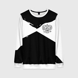 Свитшот женский Герб рф абстрактные краски, цвет: 3D-белый