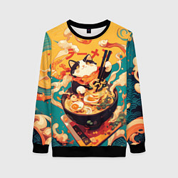 Женский свитшот The cat eats ramen