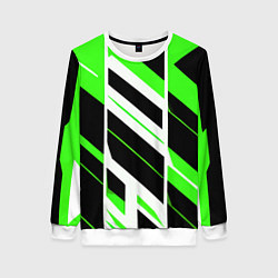 Женский свитшот Black and green stripes on a white background