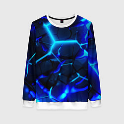 Женский свитшот Яркие голубые неоновые плиты в разломе