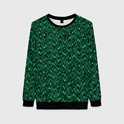 Свитшот женский Чёрно-зелёный абстрактная текстура, цвет: 3D-черный