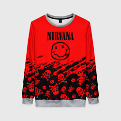 Свитшот женский Nirvana rock skull, цвет: 3D-меланж