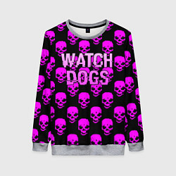 Женский свитшот Watch dogs neon skull