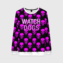 Свитшот женский Watch dogs neon skull, цвет: 3D-белый