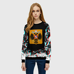 Свитшот женский Российская империя герб глитч, цвет: 3D-черный — фото 2