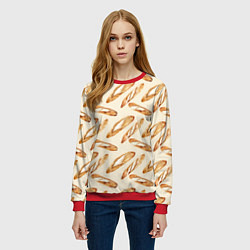 Свитшот женский The baguette pattern, цвет: 3D-красный — фото 2