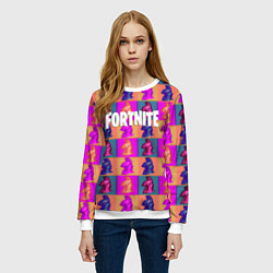 Свитшот женский Fortnite logo pattern game, цвет: 3D-белый — фото 2