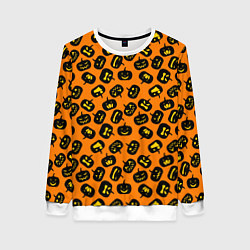 Свитшот женский Тыквенный хэллоуин узор, цвет: 3D-белый