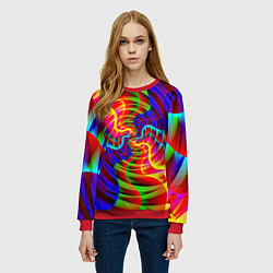 Свитшот женский Абстрактные волнистые линии, цвет: 3D-красный — фото 2