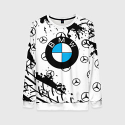 Свитшот женский BMW x Mercedes краски, цвет: 3D-белый