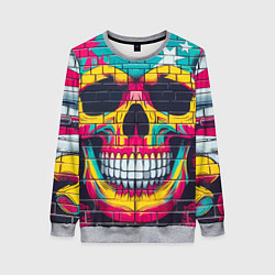 Свитшот женский Граффити черепа - нейросеть, цвет: 3D-меланж