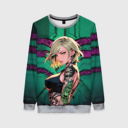 Свитшот женский Девушка на мятном фоне, цвет: 3D-меланж