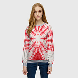 Свитшот женский Тай-дай бело-красный, цвет: 3D-меланж — фото 2