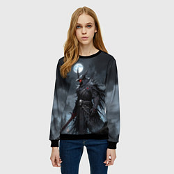 Свитшот женский Воин мрака под луной, цвет: 3D-черный — фото 2