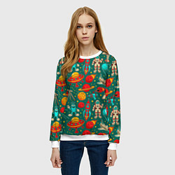 Свитшот женский Космические персонажи, цвет: 3D-белый — фото 2