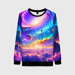 Свитшот женский Космос в неоновых тонах, цвет: 3D-черный