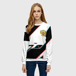 Свитшот женский Россия спортивная геометрия глитч, цвет: 3D-белый — фото 2