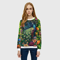 Свитшот женский Павлин в саду, цвет: 3D-белый — фото 2
