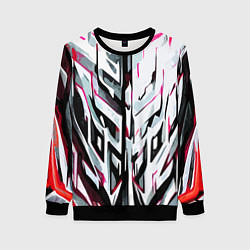 Свитшот женский Хаотичная красно-белая абстракция, цвет: 3D-черный