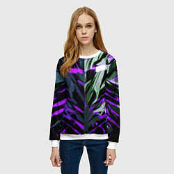 Свитшот женский Хаотичная чёрно-фиолетово абстракция, цвет: 3D-белый — фото 2