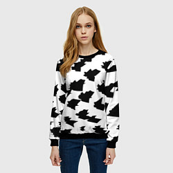 Свитшот женский Чётные пятна на белом фоне - минимализм, цвет: 3D-черный — фото 2