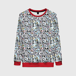 Свитшот женский Черепа разной формы паттерны, цвет: 3D-красный