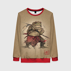 Свитшот женский Жаба самурай - каллиграфия, цвет: 3D-красный