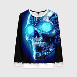Женский свитшот Neon cyber skull - ai art