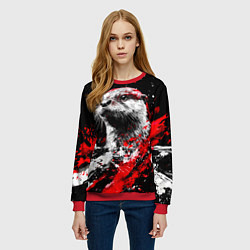 Свитшот женский Портрет выдры, цвет: 3D-красный — фото 2