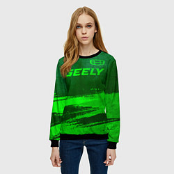 Свитшот женский Geely - green gradient посередине, цвет: 3D-черный — фото 2