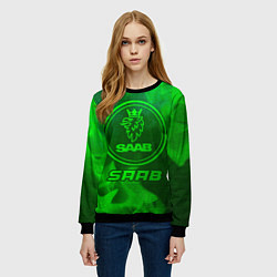 Свитшот женский Saab - green gradient, цвет: 3D-черный — фото 2
