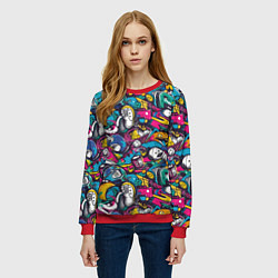 Свитшот женский Граффити спортивные принадлежности, цвет: 3D-красный — фото 2