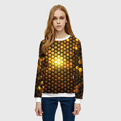 Свитшот женский Металлические соты - роскошный блеск золота, цвет: 3D-белый — фото 2