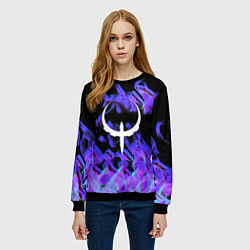 Свитшот женский Квейк неоновый огонь, цвет: 3D-черный — фото 2