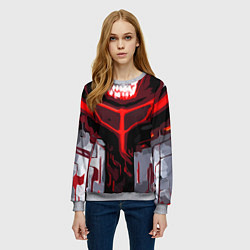 Свитшот женский Red stripes on a black and white background, цвет: 3D-меланж — фото 2
