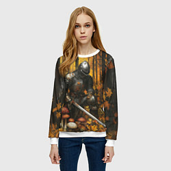Свитшот женский Воин в осеннем лесу, цвет: 3D-белый — фото 2