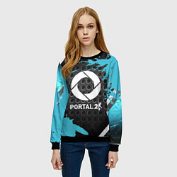 Свитшот женский Portal game краски, цвет: 3D-черный — фото 2