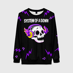 Свитшот женский System of a Down неоновый череп, цвет: 3D-черный