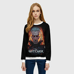 Свитшот женский Ведьмак с красными глазами, цвет: 3D-белый — фото 2