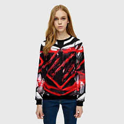 Свитшот женский Red and white abstraction on a black background, цвет: 3D-черный — фото 2