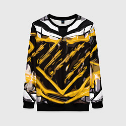 Свитшот женский Yellow and white abstraction on a black background, цвет: 3D-черный