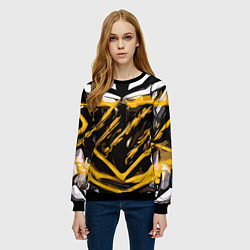 Свитшот женский Yellow and white abstraction on a black background, цвет: 3D-черный — фото 2