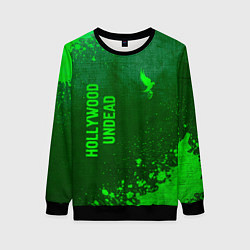 Свитшот женский Hollywood Undead - green gradient вертикально, цвет: 3D-черный