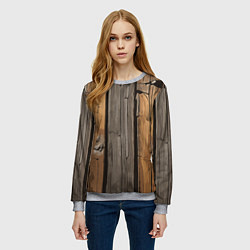 Свитшот женский Old boards, цвет: 3D-меланж — фото 2