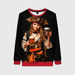Свитшот женский Пиво на Тартуге - красотка, цвет: 3D-красный