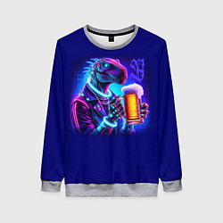 Свитшот женский Неоновый пивозавр - нейроарт фантазия, цвет: 3D-меланж
