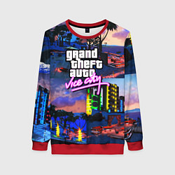 Свитшот женский GTA vice city коллаж, цвет: 3D-красный